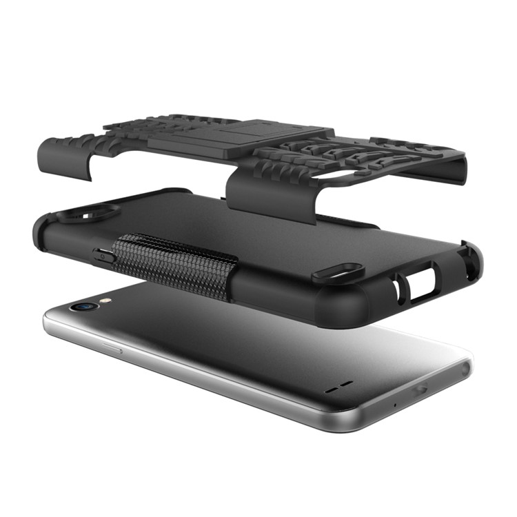 Anti-slip PC + TPU Hybrid Case with Kickstand for LG Q6 M700N (EU Version) / Q6 Plus - Black-8
