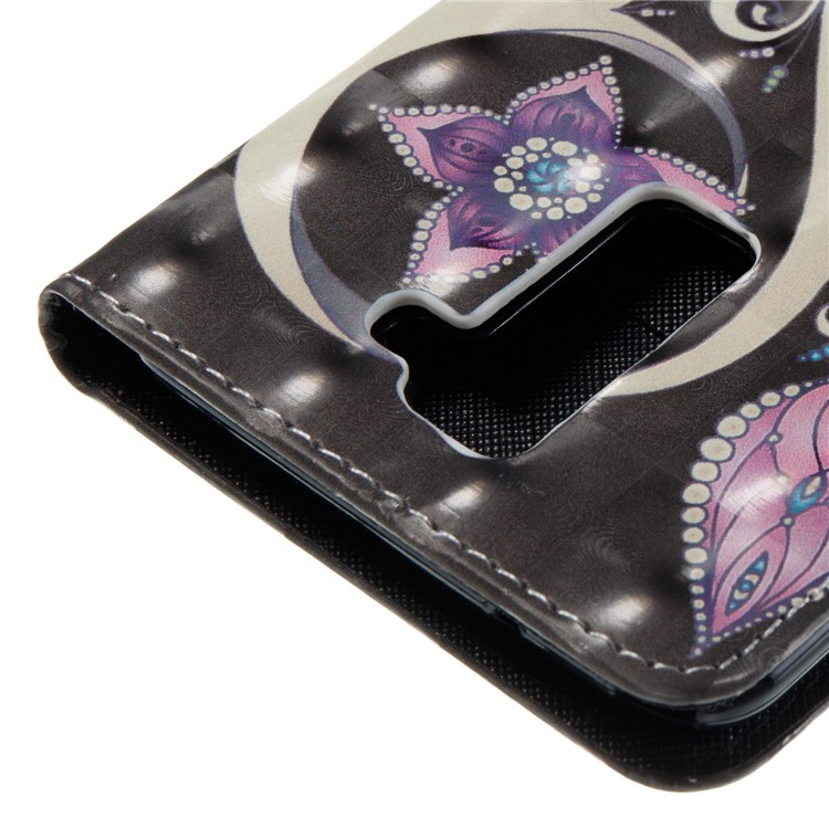 For LG Stylus 2/LG G Stylo 2 3D Butterfly Series Leather Stand Phone Shell Cover - Purple Flower-6