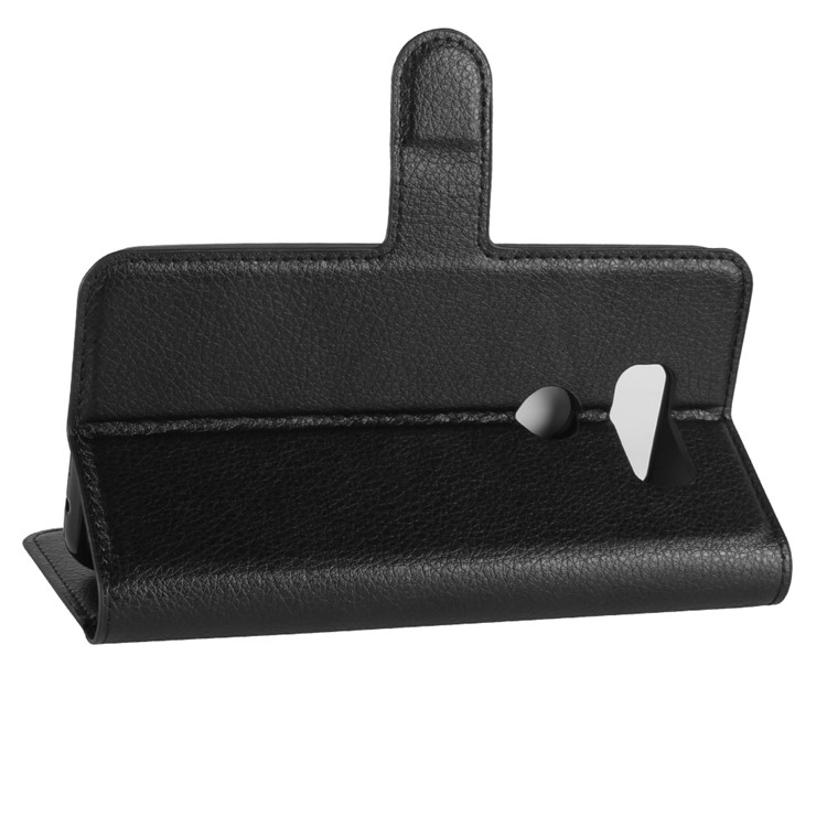 For LG V30 Litchi Skin PU Leather Wallet Stand Phone Shell - Black-5