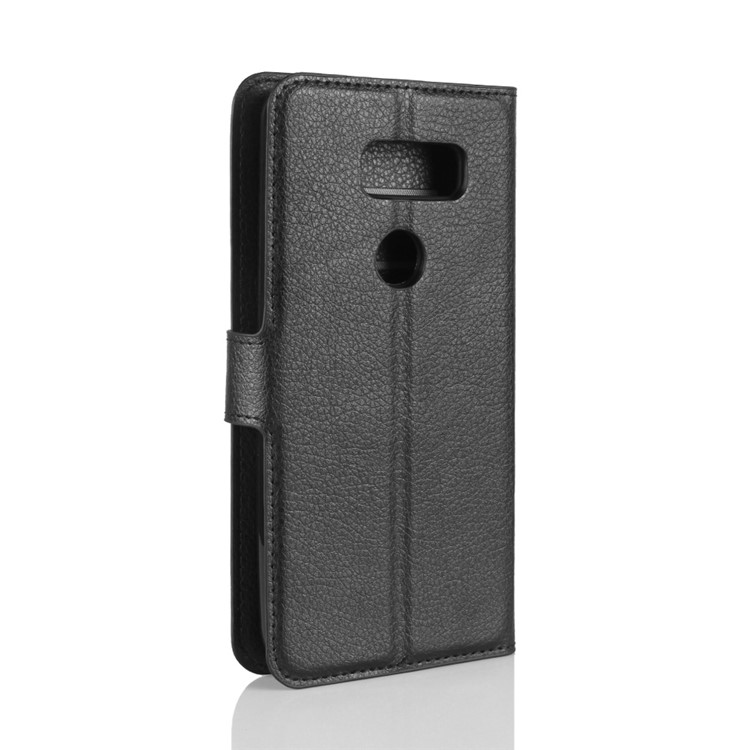 For LG V30 Litchi Skin PU Leather Wallet Stand Phone Shell - Black-6