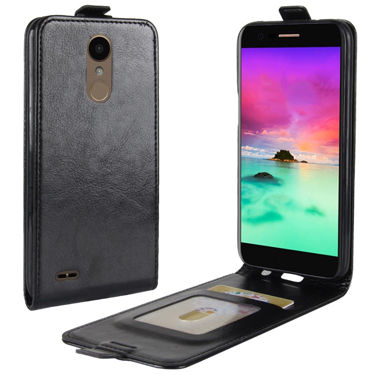 Crazy Horse Card Holder Vertical Flip Leather Cover for LG K10 (2017) EU Version - Black-1