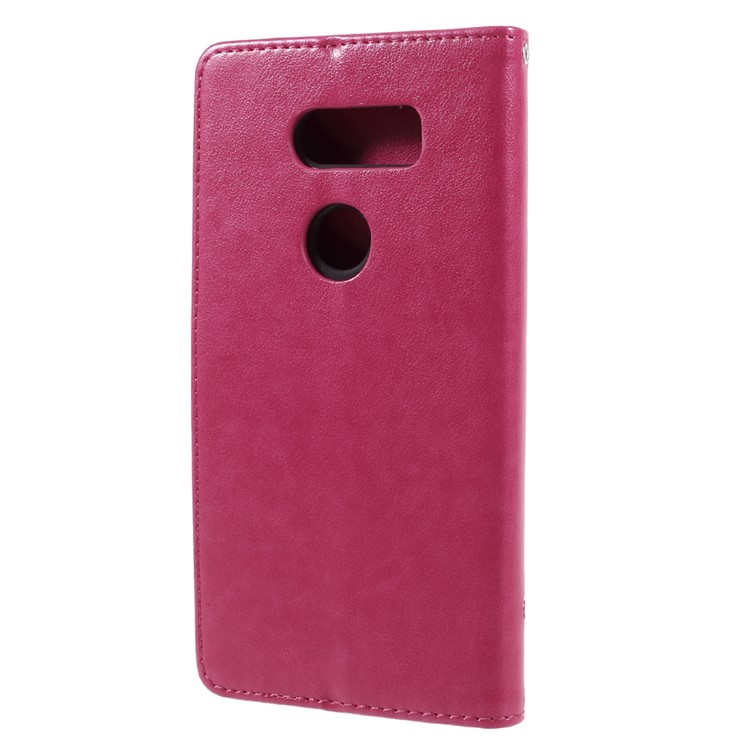 Imprint Butterfly Flowers Magnetic Wallet Leather Stand Cover for LG V30 - Rose-2