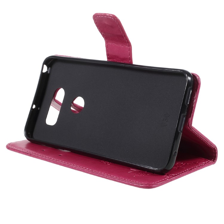 Imprint Butterfly Flowers Magnetic Wallet Leather Stand Cover for LG V30 - Rose-4