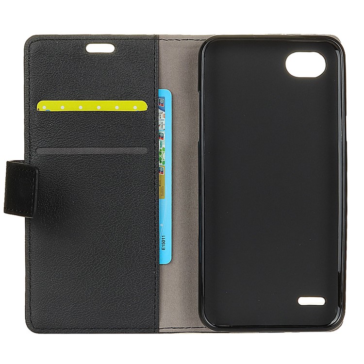 For LG Q6 / Q6 Plus PU Leather Stand Protective Casing - Black-4