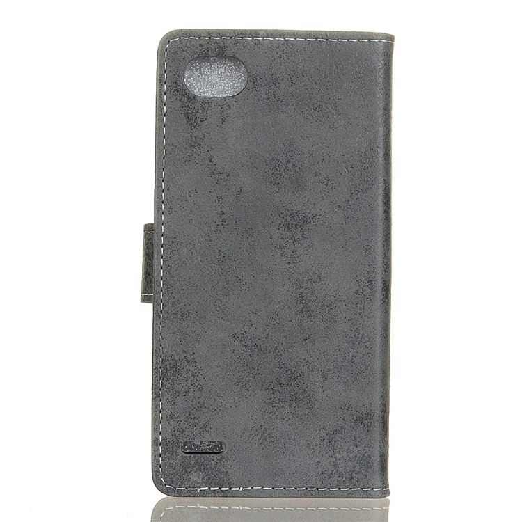 Vintage Style Wallet Leather Cell Phone Casing for LG Q6 / Q6 Plus - Grey-2