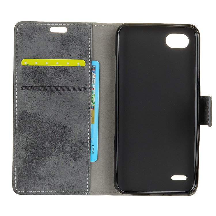 Vintage Style Wallet Leather Cell Phone Casing for LG Q6 / Q6 Plus - Grey-4