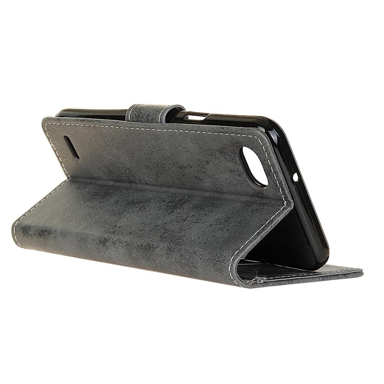 Vintage Style Wallet Leather Cell Phone Casing for LG Q6 / Q6 Plus - Grey-5