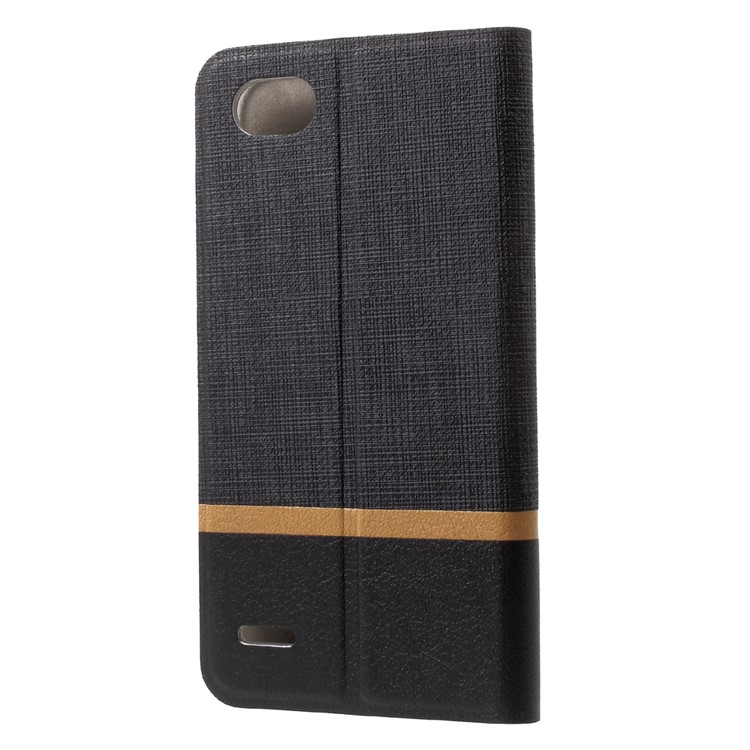 Cross Pattern Leather Card Holder Phone Case (Built-in Steel Sheet) for LG Q6 / Q6 Plus - Black-2