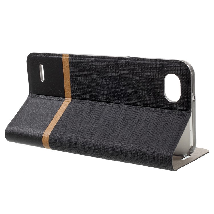 Cross Pattern Leather Card Holder Phone Case (Built-in Steel Sheet) for LG Q6 / Q6 Plus - Black-4