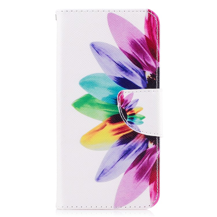 Carteira De Impressão Padrão Caixa De Couro Estojo De Couro Acessório De Telefone Celular Para LG Q6 M700N (versão Da UE) / Q6 Plus - Padrão De Pétalas-2