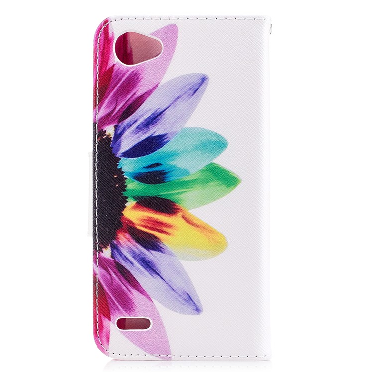 Carteira De Impressão Padrão Caixa De Couro Estojo De Couro Acessório De Telefone Celular Para LG Q6 M700N (versão Da UE) / Q6 Plus - Padrão De Pétalas-3