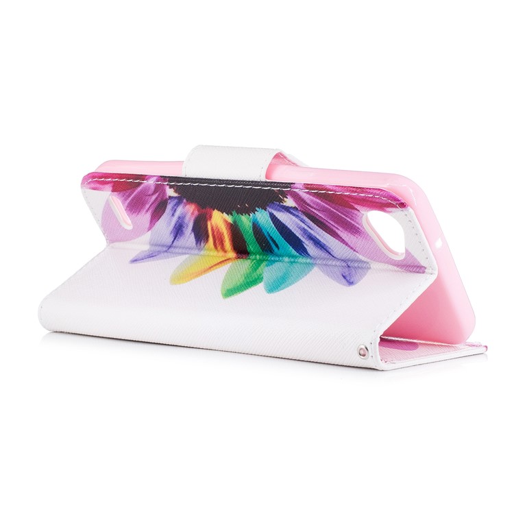 Carteira De Impressão Padrão Caixa De Couro Estojo De Couro Acessório De Telefone Celular Para LG Q6 M700N (versão Da UE) / Q6 Plus - Padrão De Pétalas-4