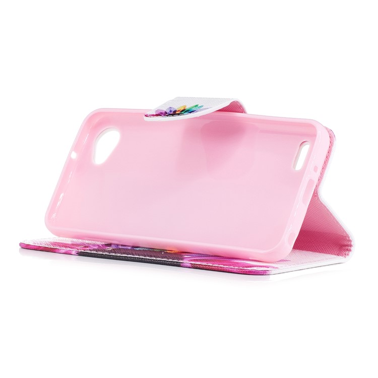 Carteira De Impressão Padrão Caixa De Couro Estojo De Couro Acessório De Telefone Celular Para LG Q6 M700N (versão Da UE) / Q6 Plus - Padrão De Pétalas-5