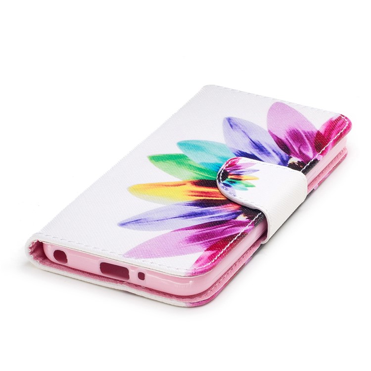 Carteira De Impressão Padrão Caixa De Couro Estojo De Couro Acessório De Telefone Celular Para LG Q6 M700N (versão Da UE) / Q6 Plus - Padrão De Pétalas-6
