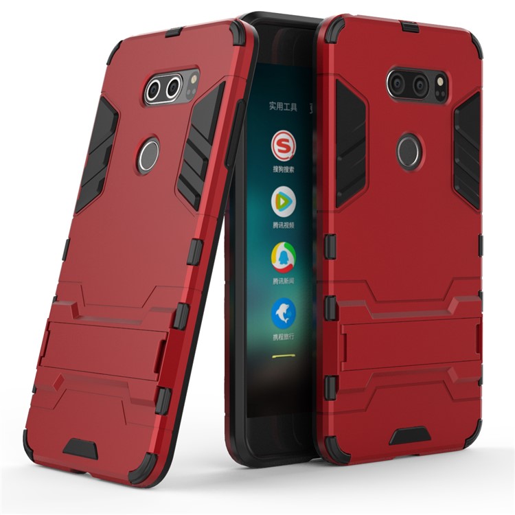 Cool Guard PC+TPU Hybrid Kickstand Phone Casing for LG V30 - Red-1