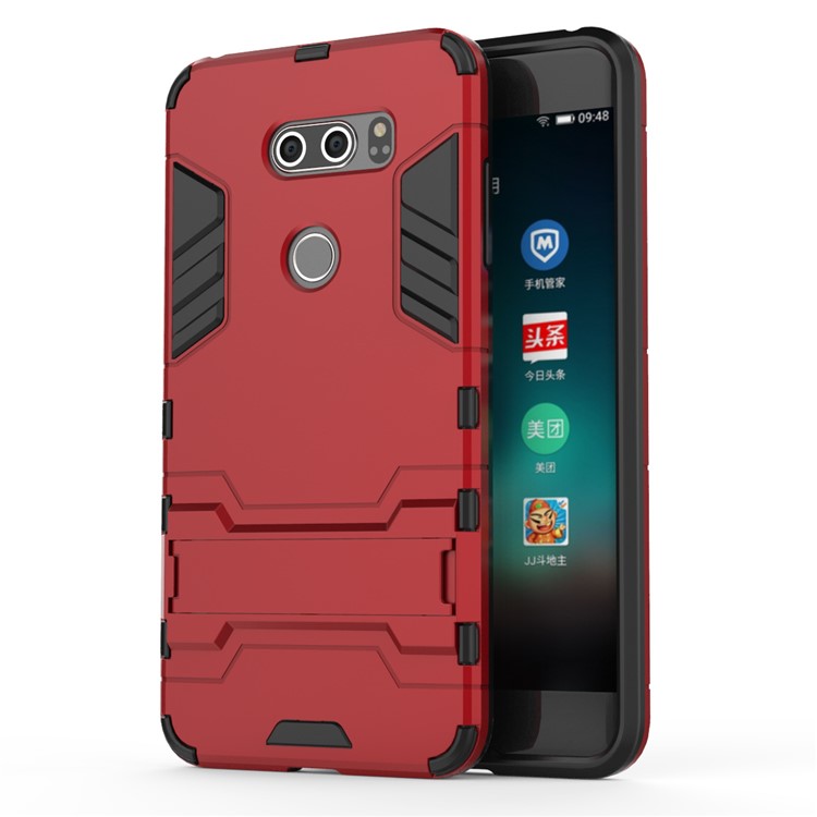Cool Guard PC+TPU Hybrid Kickstand Phone Casing for LG V30 - Red-2