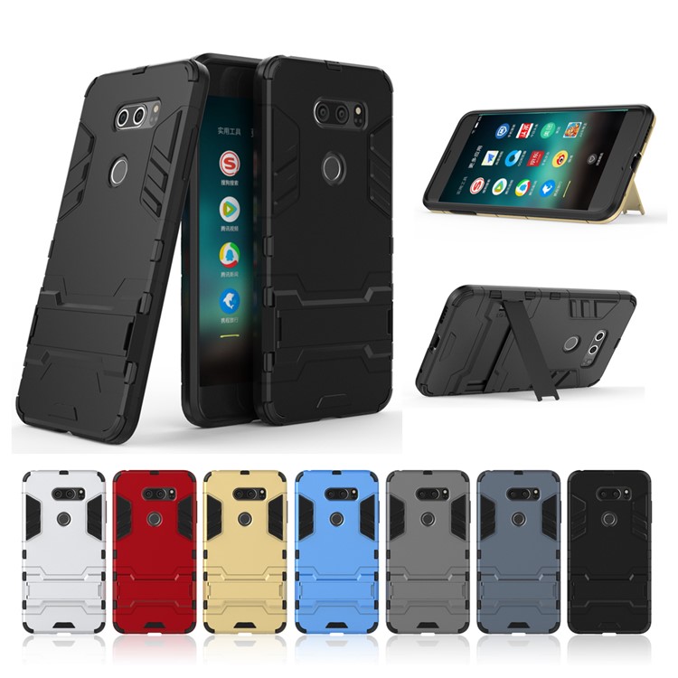 Cool Guard PC+TPU Hybrid Kickstand Phone Casing for LG V30 - Red-4