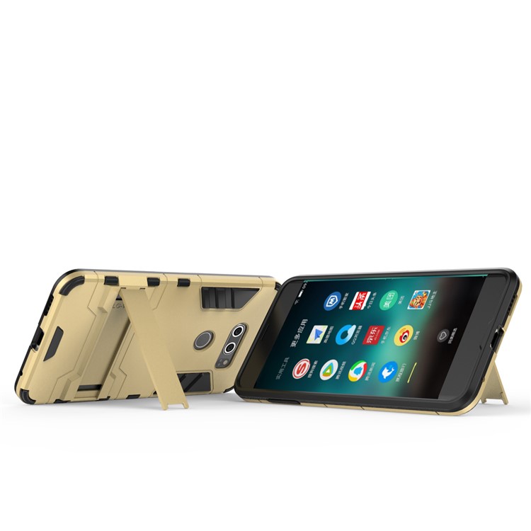 Cool Guard PC+TPU Hybrid Kickstand Protection Back Phone Case for LG V30 - Gold-4