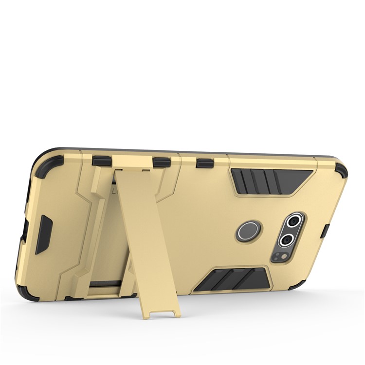 Cool Guard PC+TPU Hybrid Kickstand Protection Back Phone Case for LG V30 - Gold-5