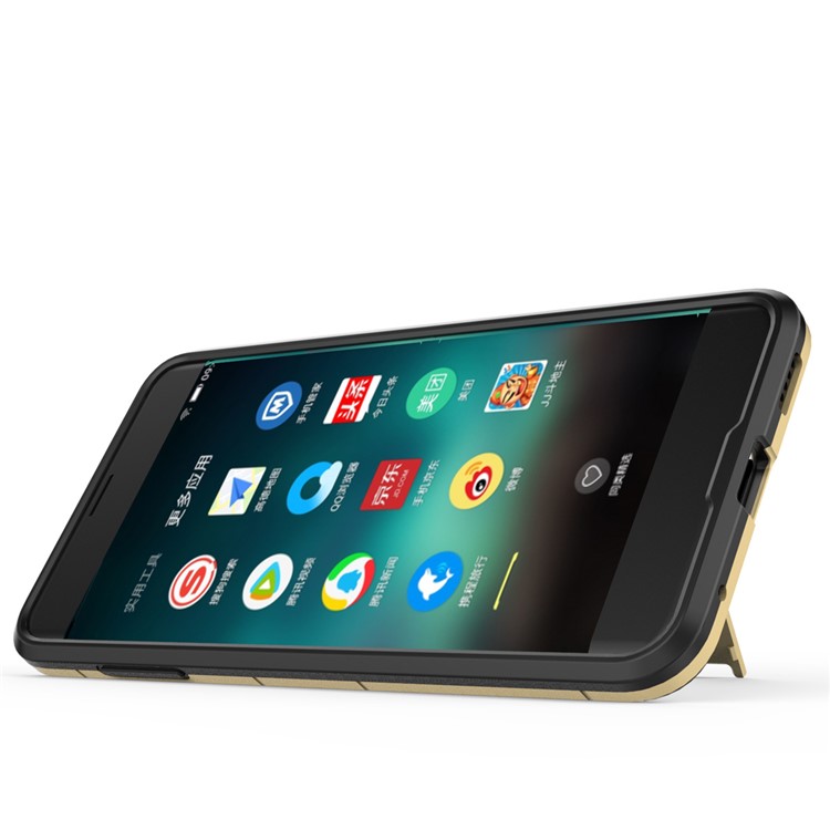 Cool Guard PC+TPU Hybrid Kickstand Protection Back Phone Case for LG V30 - Gold-6