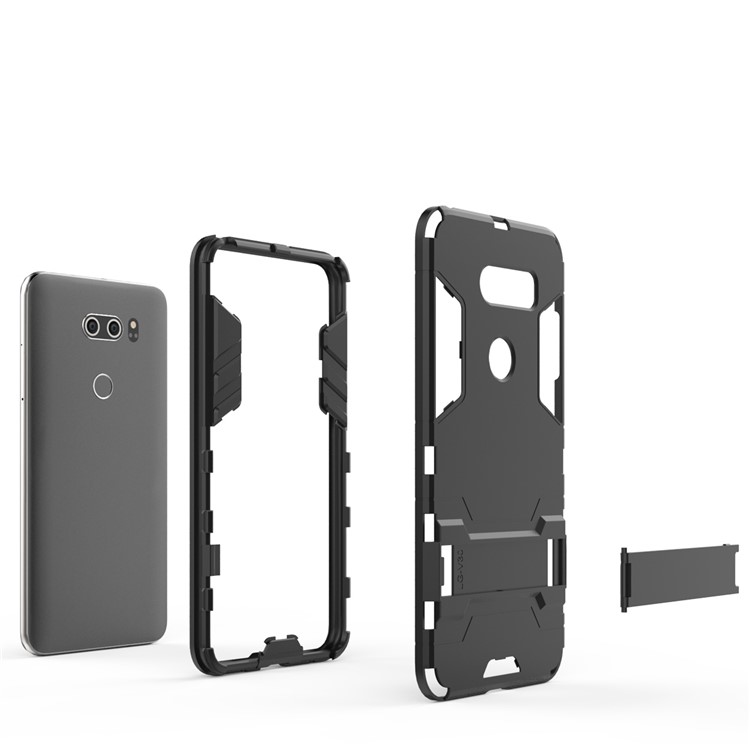 Cool Guard PC+TPU Hybrid Kickstand Protection Back Phone Case for LG V30 - Gold-7