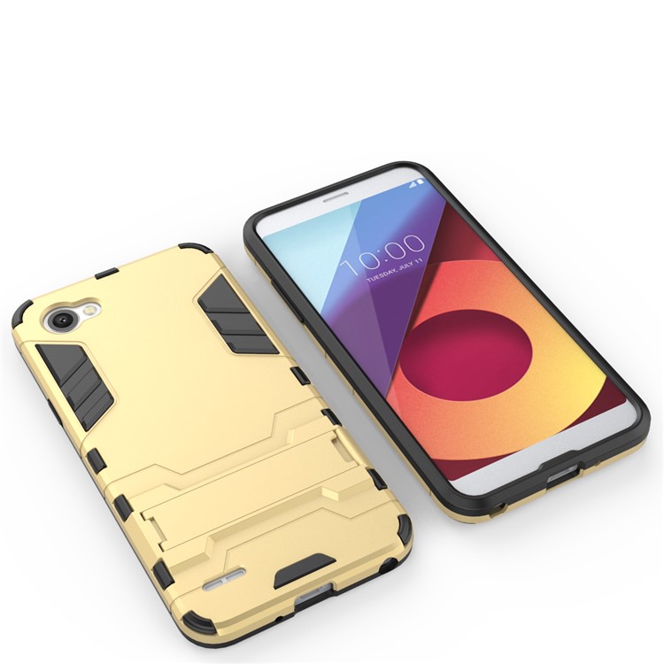 Shockproof PC + TPU Hybrid Kickstand Cell Phone Case for LG Q6 M700N (EU Version) / Q6 Plus - Gold-3