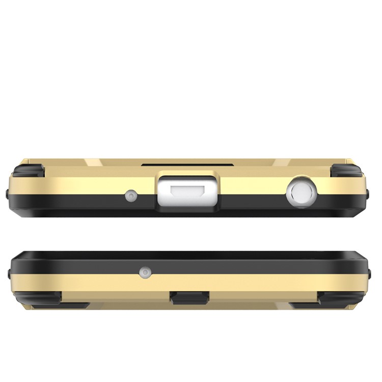 Shockproof PC + TPU Hybrid Kickstand Cell Phone Case for LG Q6 M700N (EU Version) / Q6 Plus - Gold-4