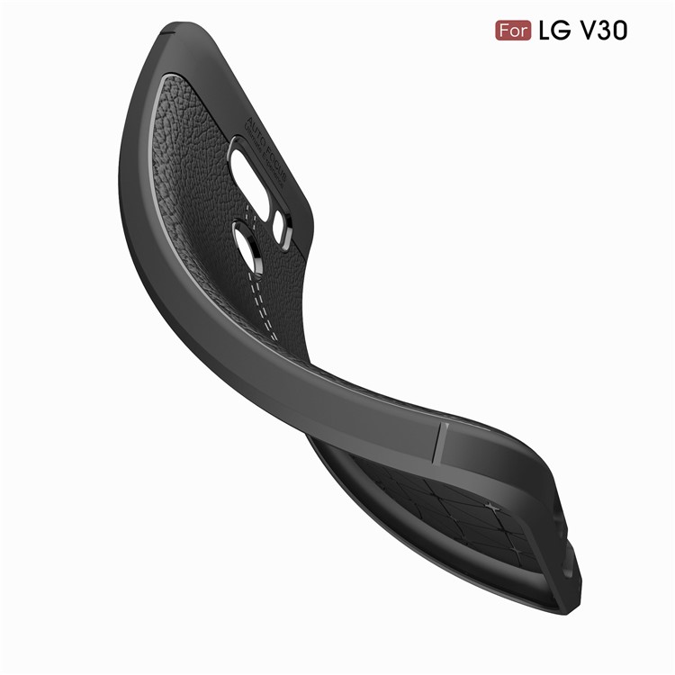 Litchi Grain Soft TPU Back Casing for LG V30 - Black-10