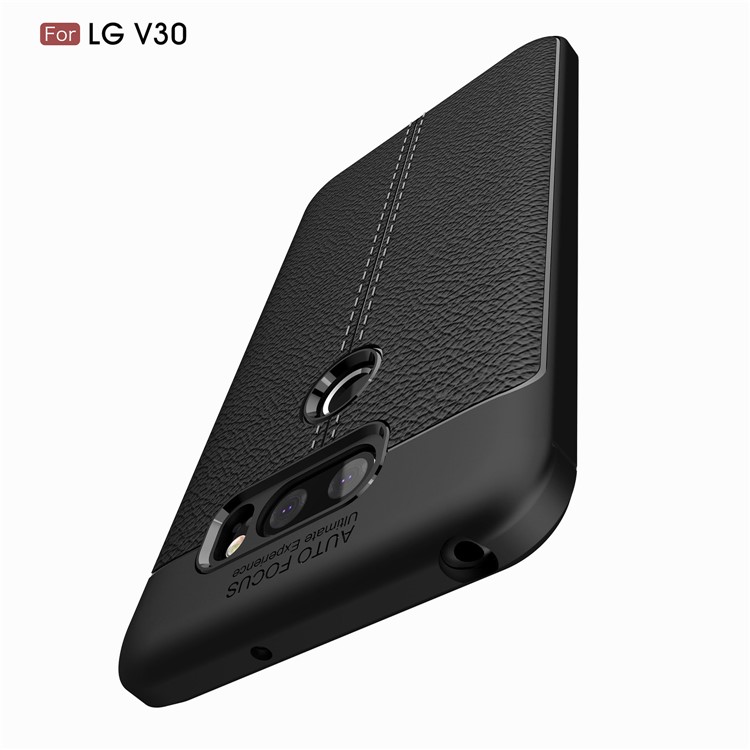 Litchi Grain Soft TPU Back Casing for LG V30 - Black-11