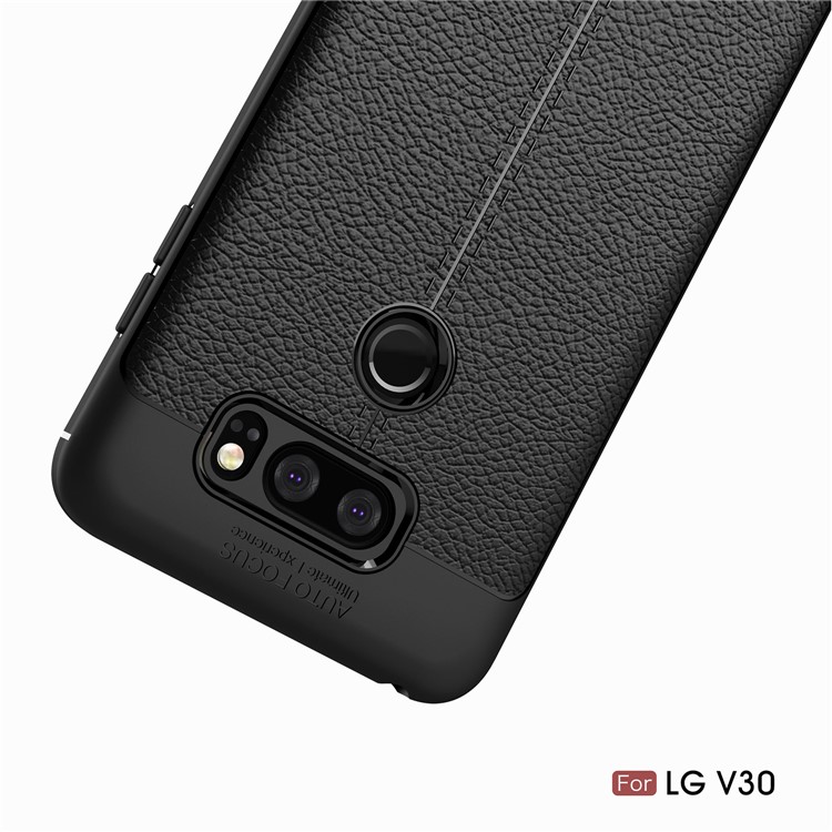 Litchi Grain Soft TPU Back Casing for LG V30 - Black-12