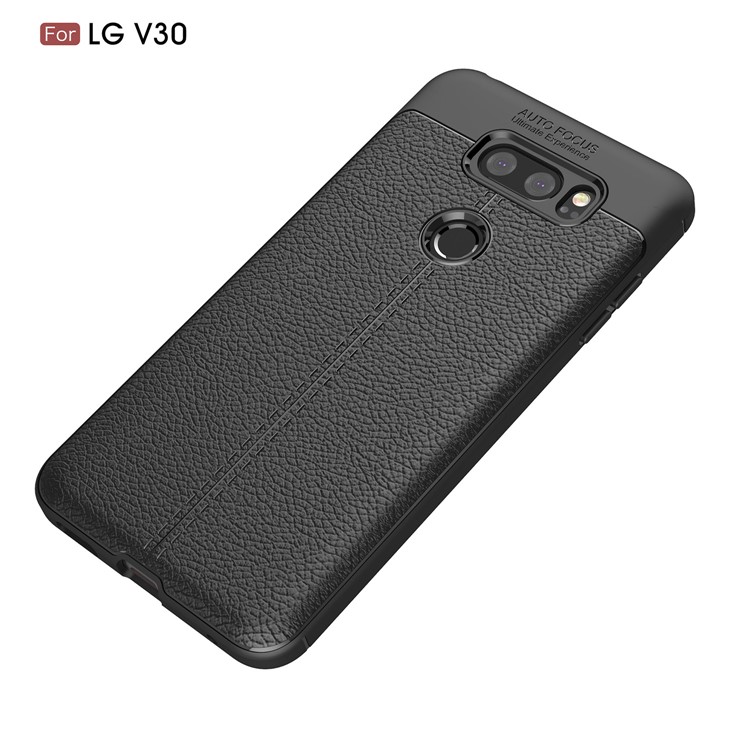 Litchi Grain Soft TPU Back Casing for LG V30 - Black-13