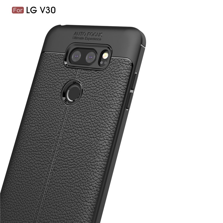 Litchi Grain Soft TPU Back Casing for LG V30 - Black-3