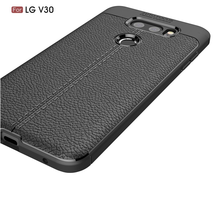 Litchi Grain Soft TPU Back Casing for LG V30 - Black-4