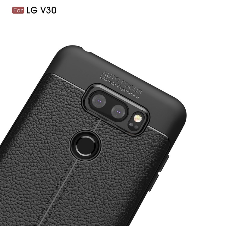 Litchi Grain Soft TPU Back Casing for LG V30 - Black-5