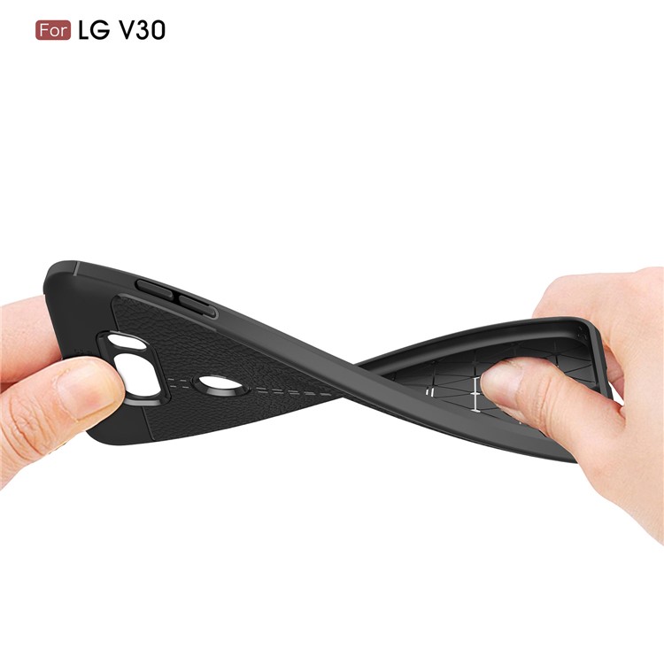 Litchi Grain Soft TPU Back Casing for LG V30 - Black-8