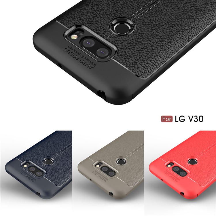 Litchi Grain Soft TPU Back Casing for LG V30 - Black-9