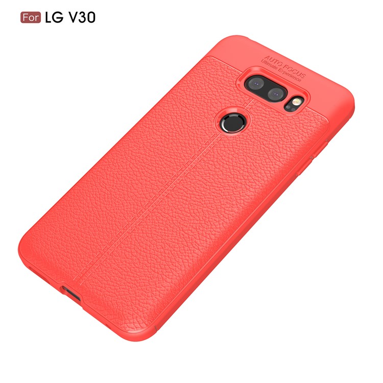 Litchi Grain Soft TPU Back Shell for LG V30 - Red-2