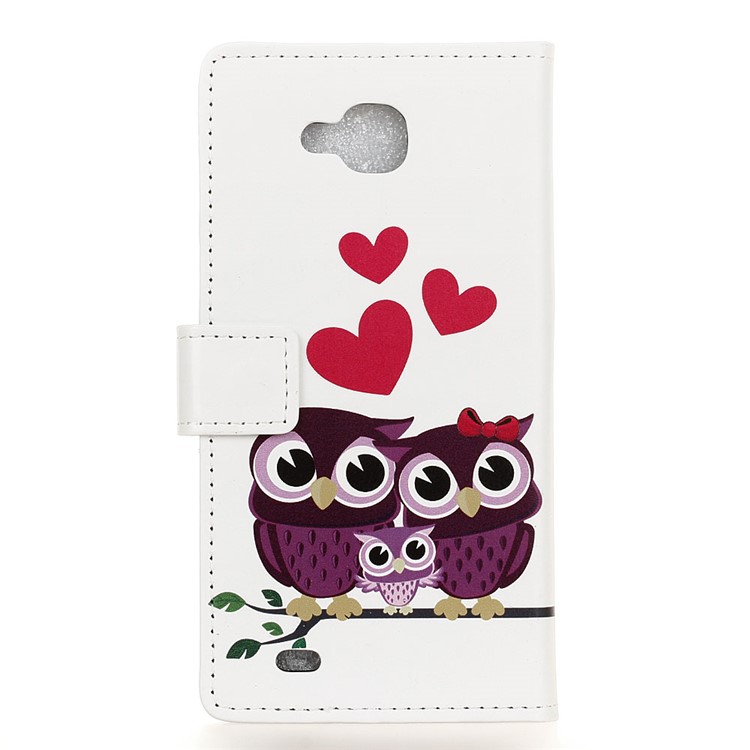 Patterned Printing PU Leather Wallet Stand Protective Phone Shell for LG X power2 - Owl Family-2