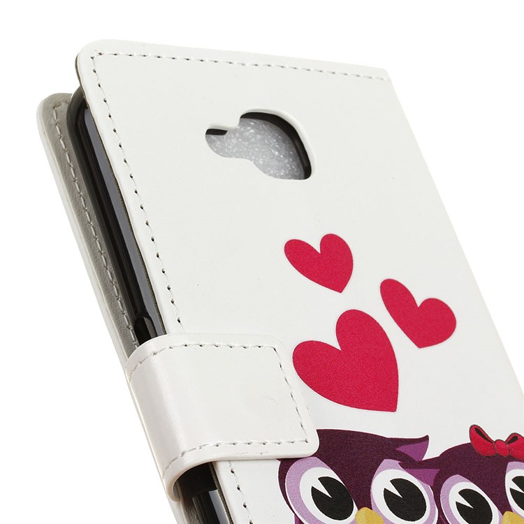 Patterned Printing PU Leather Wallet Stand Protective Phone Shell for LG X power2 - Owl Family-3
