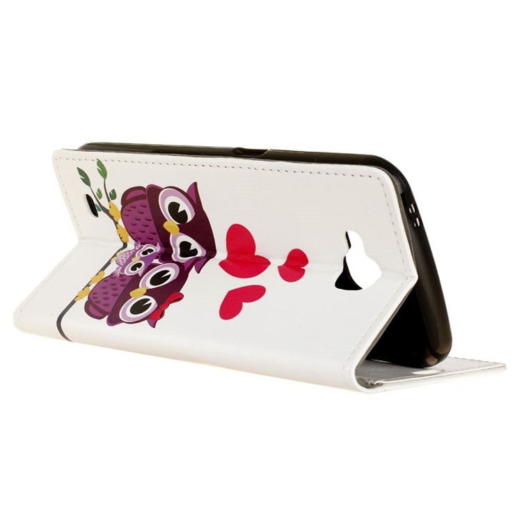 Patterned Printing PU Leather Wallet Stand Protective Phone Shell for LG X power2 - Owl Family-4