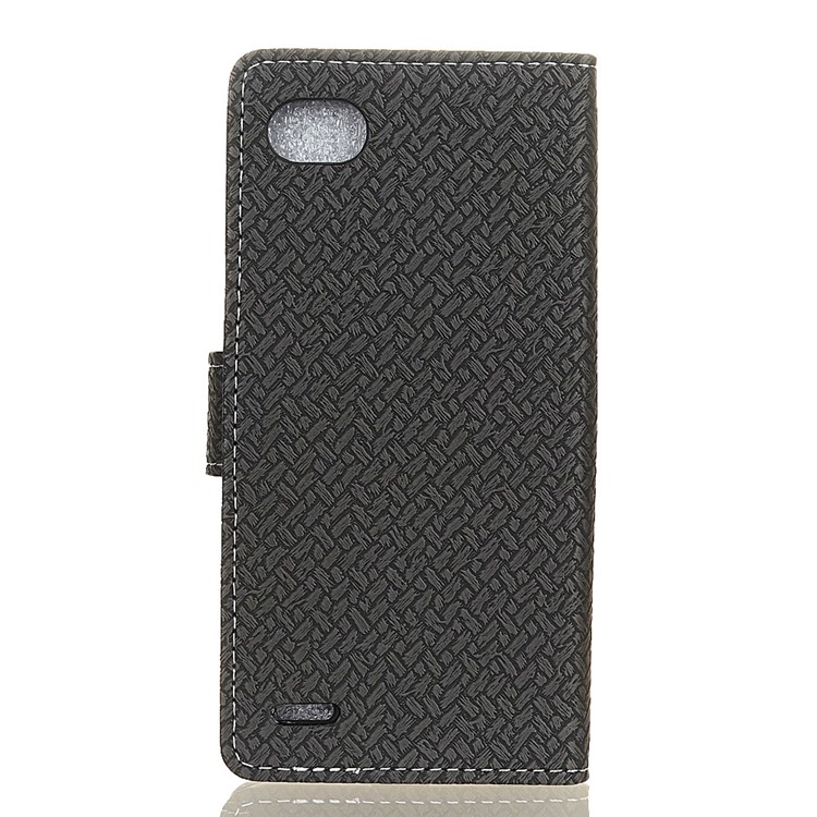 Woven Texture Wallet Magnetic Stand Leather Phone Case for LG Q6 / Q6 Plus - Black-2
