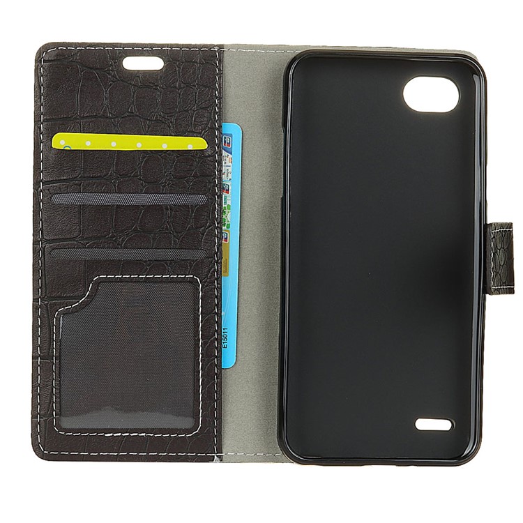 Retro Crocodile Texture PU Leather Wallet Cell Phone Case with Stand for LG Q6 / Q6 Plus - Black-3