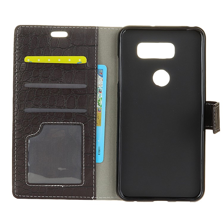 Crocodile Texture PU Leather Wallet Phone Case for LG V30 - Black-3