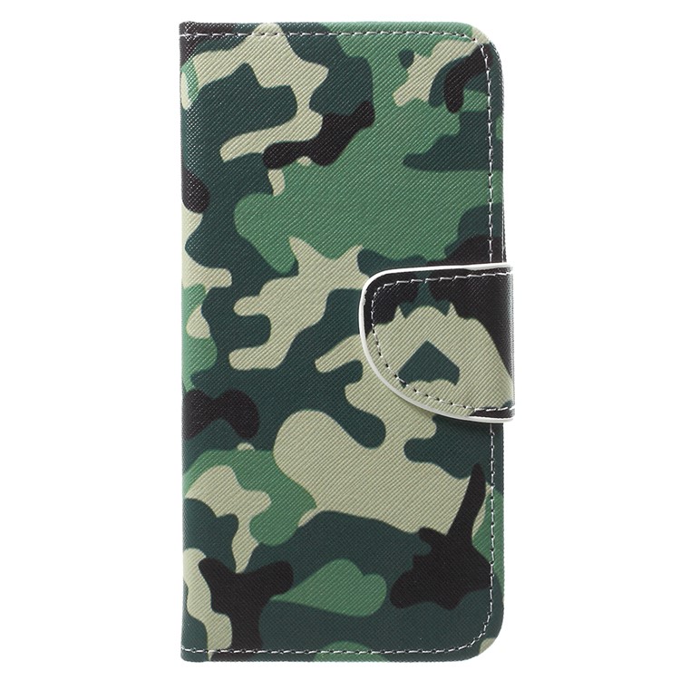 Pattern Printing Folio Flip Leather Wallet Stand Mobile Shell for LG Q6 M700N (EU Version) / Q6 Plus - Camouflage-1