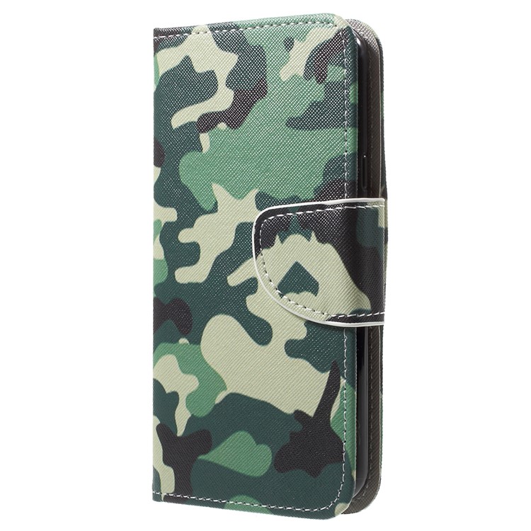 Pattern Printing Folio Flip Leather Wallet Stand Mobile Shell for LG Q6 M700N (EU Version) / Q6 Plus - Camouflage-2