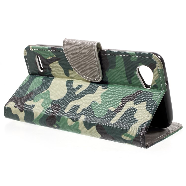 Pattern Printing Folio Flip Leather Wallet Stand Mobile Shell for LG Q6 M700N (EU Version) / Q6 Plus - Camouflage-4