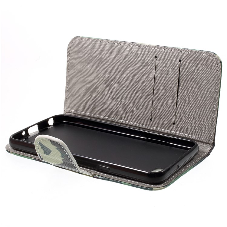 Pattern Printing Folio Flip Leather Wallet Stand Mobile Shell for LG Q6 M700N (EU Version) / Q6 Plus - Camouflage-5