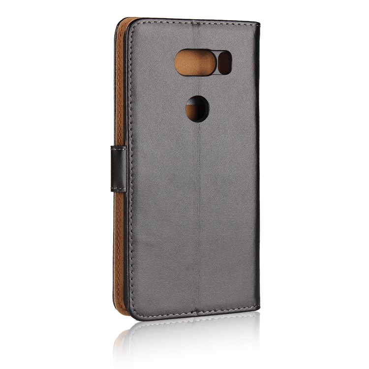 Split Leather Wallet Stand Magnetic Phone Case for LG V30 - Black-3