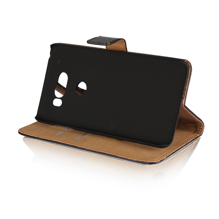 Split Leather Wallet Stand Magnetic Phone Case for LG V30 - Black-4