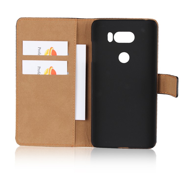 Split Leather Wallet Stand Magnetic Phone Case for LG V30 - Black-6